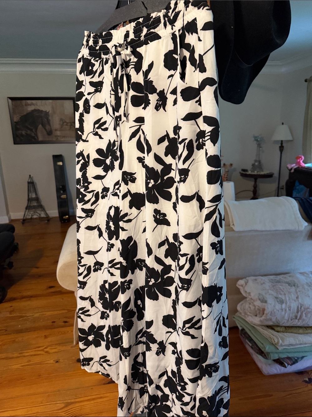 Amazon Black & White Floral Wide-Leg Jumpsuit Pants